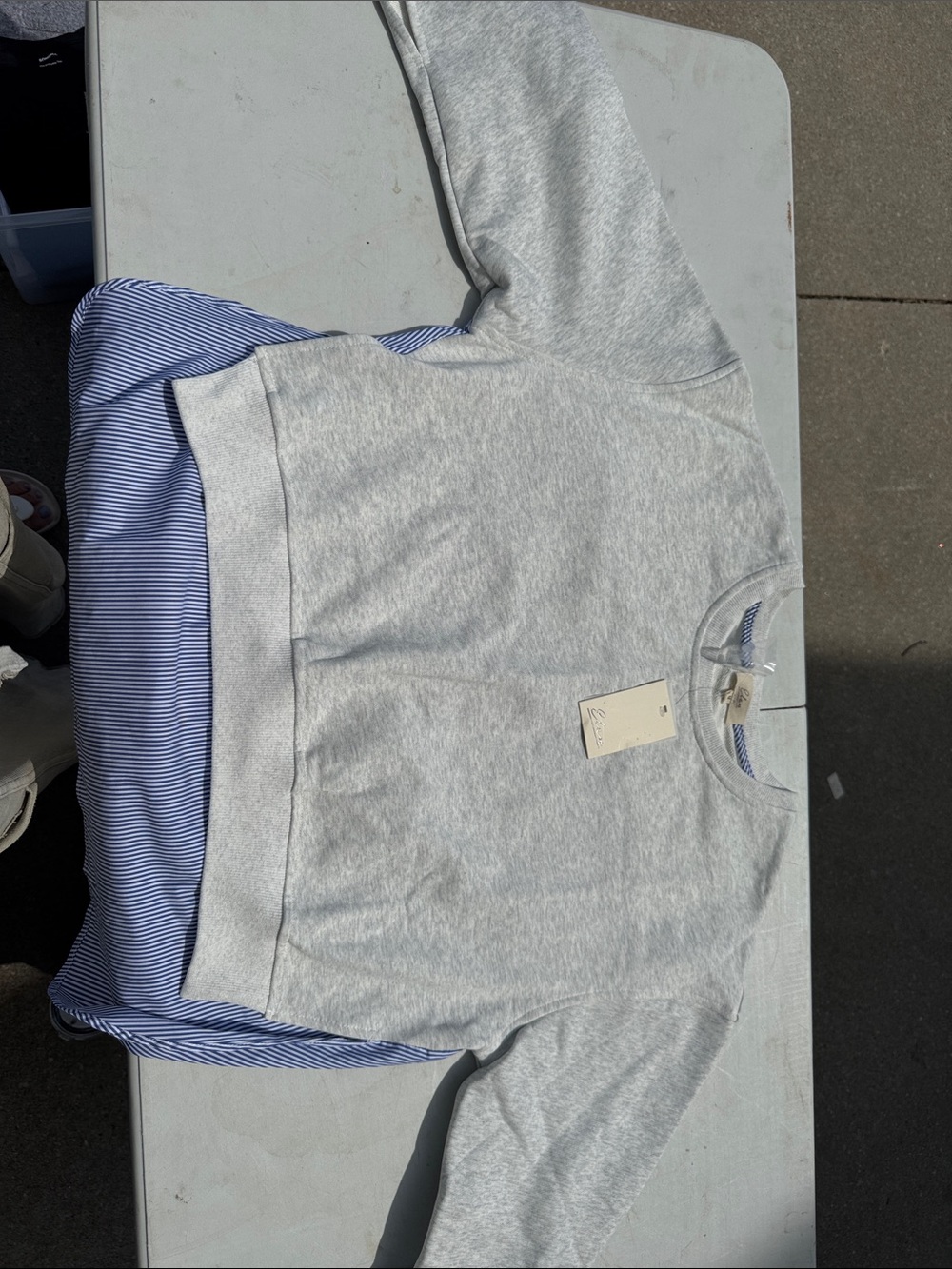 Elan Light Gray Crewneck Pullover with Subtle Heather